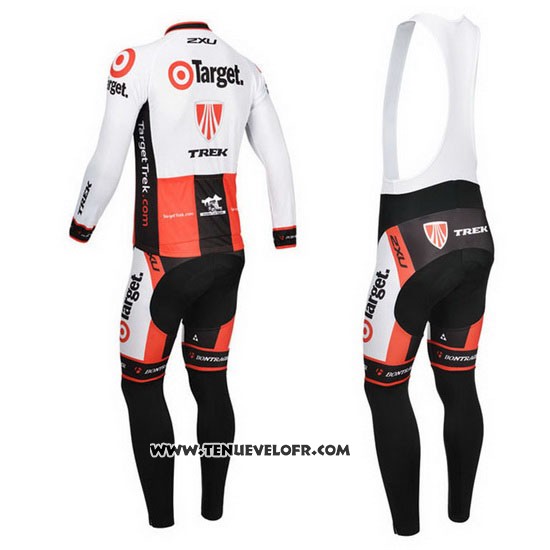 2013 Maillot Ciclismo Trek Orange et Blanc Manches Longues et Cuissard